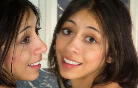 Sylphlike hottie Pebbles showing small tits and hairy beaver 